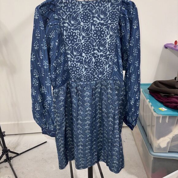 Faherty Solstice Mini Dress Sunburst Mix Print Silk Blend $298 XS New Boho Girli - Picture 10 of 13
